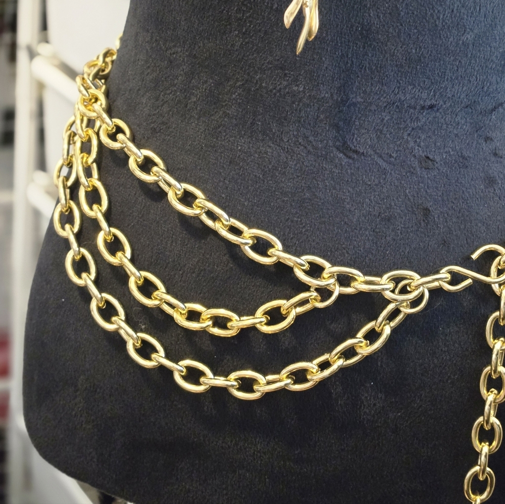Gold Chain Draped Waist Belt - Picture 2 of 4